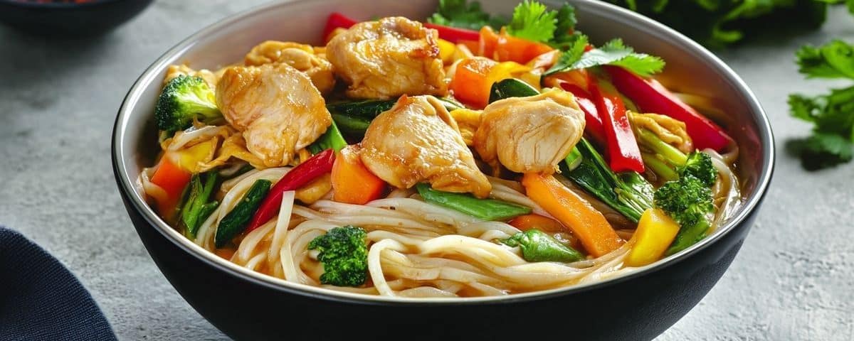 Recette de nouilles sautées au poulet : version thaï, rapide et ...