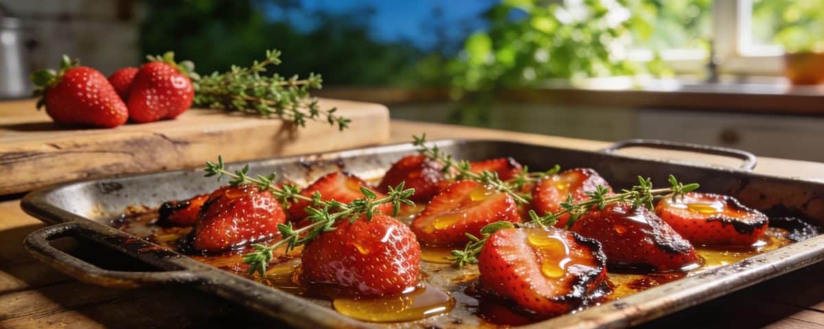 Fraises de printemps rôties au four avec du miel et du thym : le dessert de saison en 15 minutes qui parfume toute la cuisine