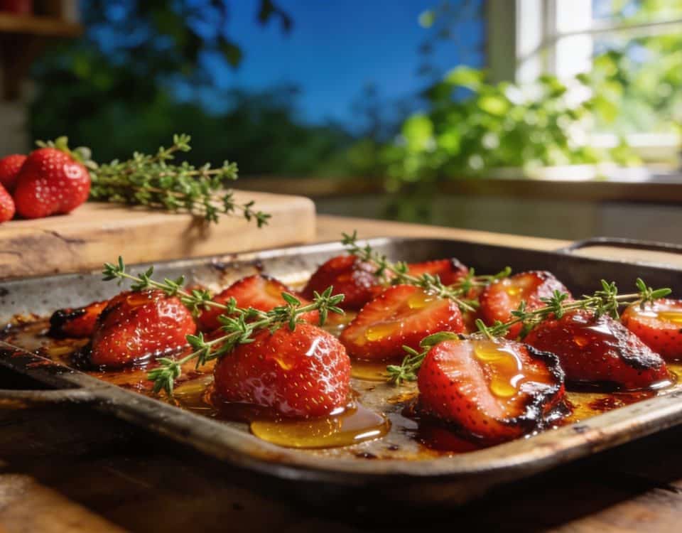 Fraises de printemps rôties au four avec du miel et du thym : le dessert de saison en 15 minutes qui parfume toute la cuisine