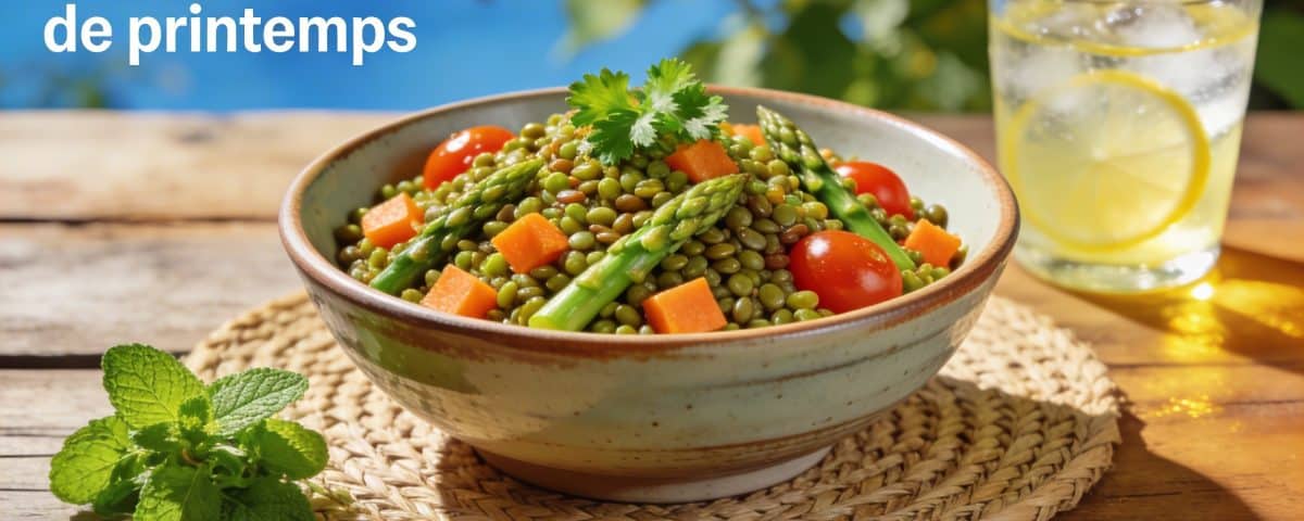 Salade de lentilles aux légumes de printemps : le plat complet sans viande, rassasiant et prêt en 20 minutes qui revient chaque semaine