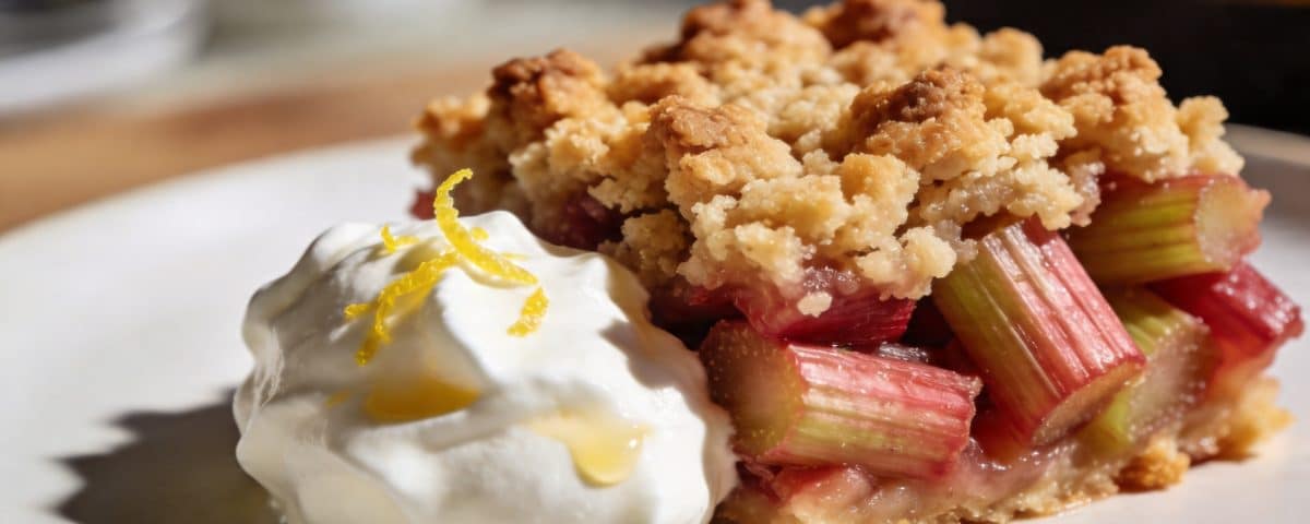 Le crumble de rhubarbe revisité avec cet ingrédient surprenant qui sublime son acidité