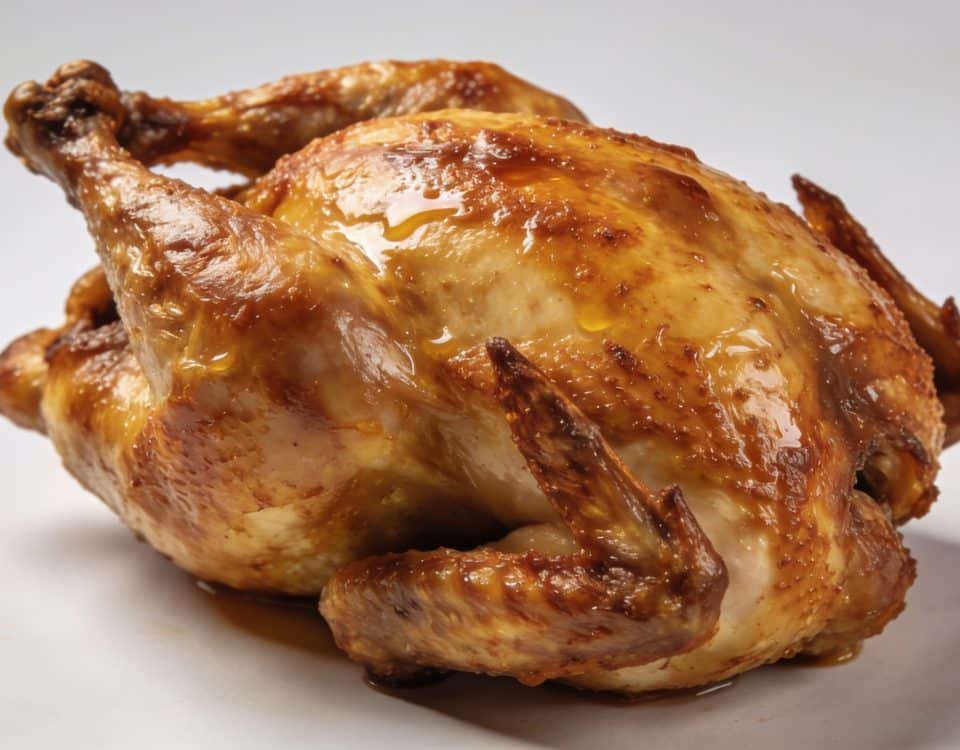 Poularde dorée rôtie dans un four chaud